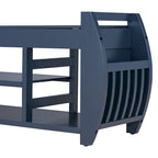 Multifunctional Storage Bench with Cushion and Curved Side Panel for Entrance and Living Room