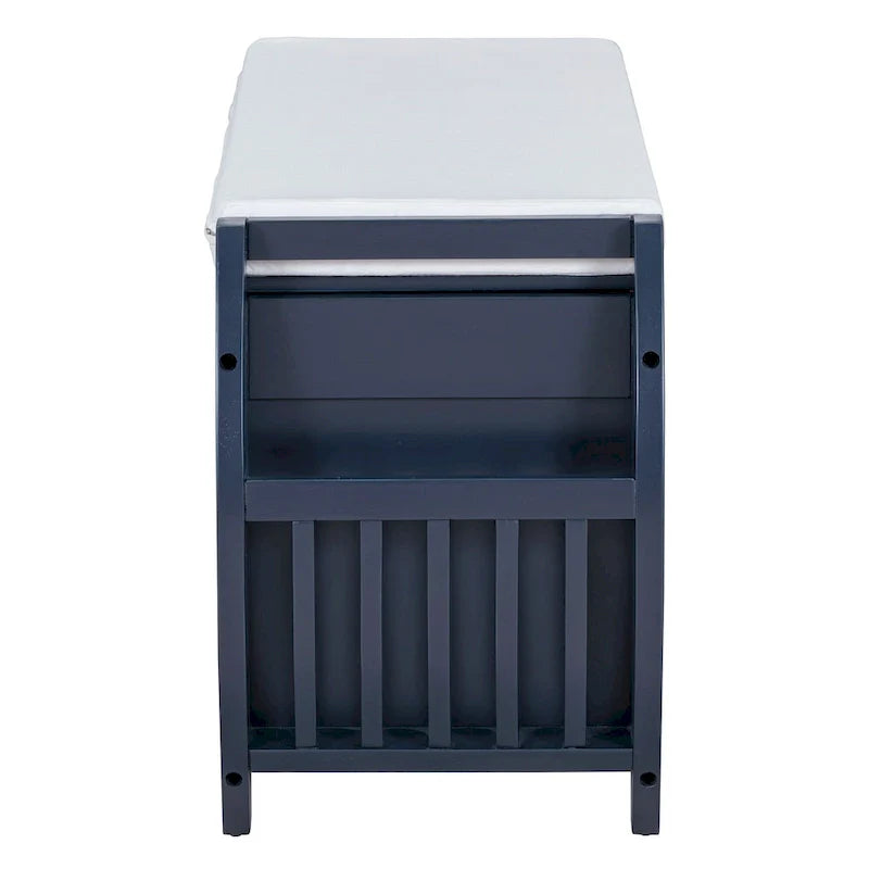 Multifunctional Storage Bench with Cushion and Curved Side Panel for Entrance and Living Room