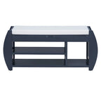 Multifunctional Storage Bench with Cushion and Curved Side Panel for Entrance and Living Room