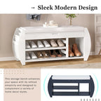 Multifunctional Storage Bench with Cushion and Curved Side Panel for Entrance and Living Room
