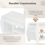 Multifunctional Storage Bench with Cushion and Curved Side Panel for Entrance and Living Room
