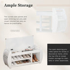 Multifunctional Storage Bench with Cushion and Curved Side Panel for Entrance and Living Room