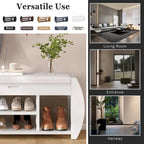 Multifunctional Storage Bench with Cushion and Curved Side Panel for Entrance and Living Room