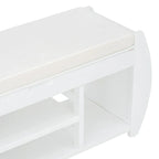 Multifunctional Storage Bench with Cushion and Curved Side Panel for Entrance and Living Room