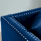 Contemporary Vertical Channel Tufted Velvet Sofa Modern Upholstered Couch for Living Room Apartment with 2 pillows