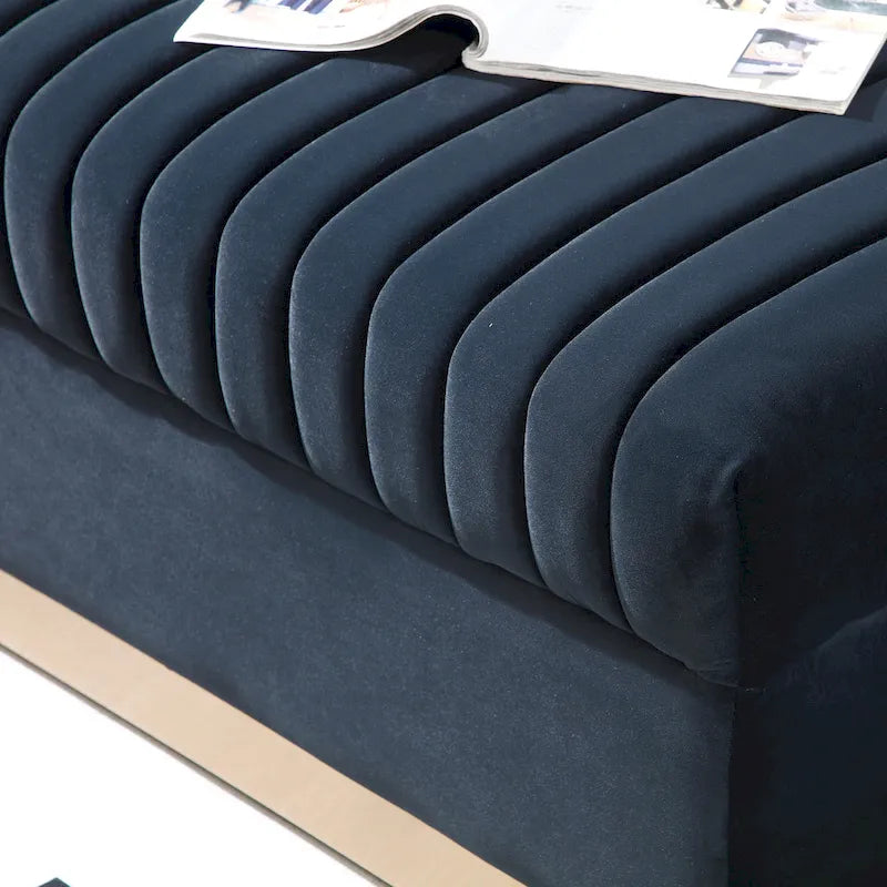 Contemporary Vertical Channel Tufted Velvet Sofa Modern Upholstered Couch for Living Room Apartment with 2 pillows