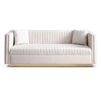 Contemporary Vertical Channel Tufted Velvet Sofa Modern Upholstered Couch for Living Room Apartment with 2 pillows
