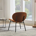 Mid-Century Modern Shell Chair Single Side Chair Tripod,Orange fabric Lounge Chair in Walnut Finish Comfortable Backrest