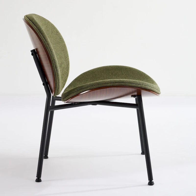 Mid-Century Modern Shell Chair Single Side Chair Tripod,Orange fabric Lounge Chair in Walnut Finish Comfortable Backrest