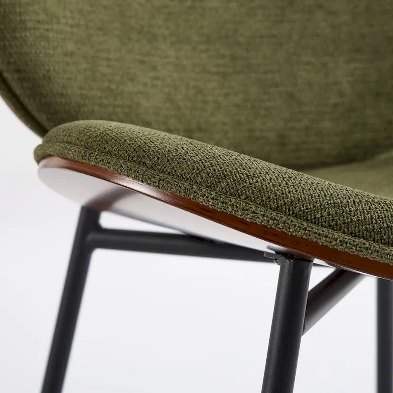 Mid-Century Modern Shell Chair Single Side Chair Tripod,Orange fabric Lounge Chair in Walnut Finish Comfortable Backrest
