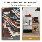 Record Player Table with Vinyl Record Storage - 27.5 x 11.8 x 32.5 inches