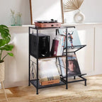 Record Player Table with Vinyl Record Storage - 27.5 x 11.8 x 32.5 inches