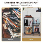 Record Player Table with Vinyl Record Storage - 27.5 x 11.8 x 32.5 inches