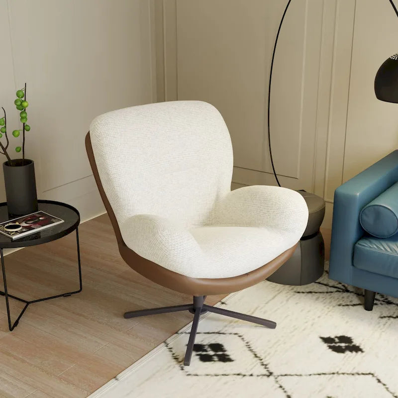 Swivel Accent Chair,Lounge Chair with Metal Base Frame,Comfy Single Leisure Sofa Chair Reading Chair with 360 Degree Swiveling