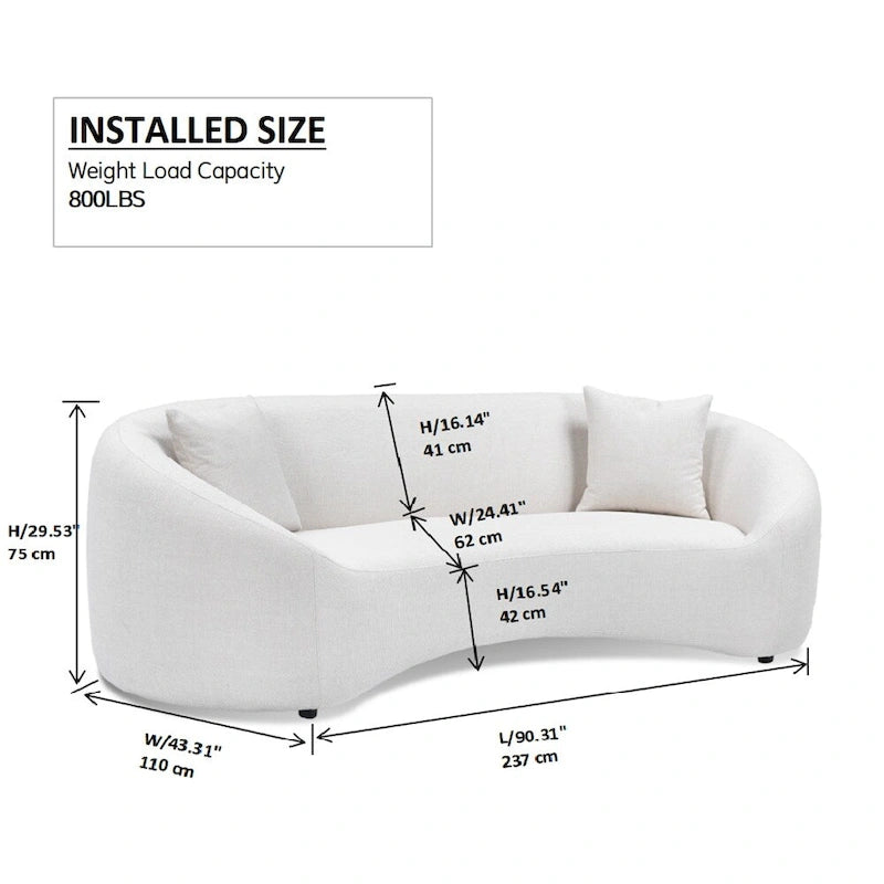 Minimalist 3 Seater Velvet Curved Sofa
