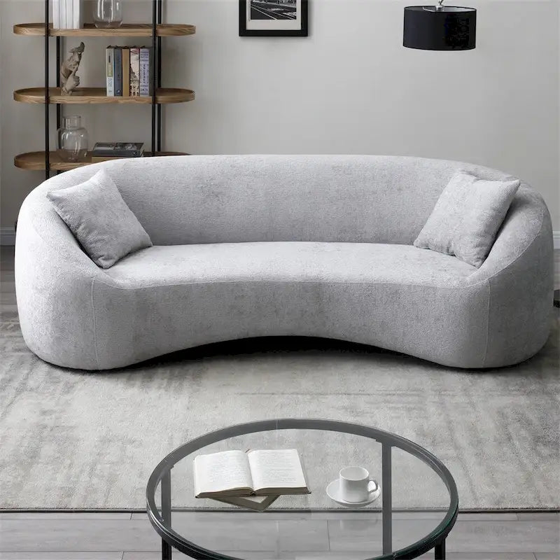 Minimalist 3 Seater Velvet Curved Sofa