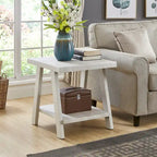 Contemporary Wood Shelf End Table With High-quality Hardwood Frame in White Finish