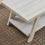 Contemporary Wood Shelf End Table With High-quality Hardwood Frame in White Finish