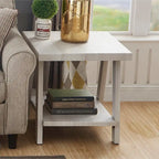 Contemporary Wood Shelf End Table With High-quality Hardwood Frame in White Finish