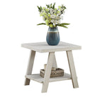 Contemporary Wood Shelf End Table With High-quality Hardwood Frame in White Finish
