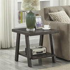 Contemporary Wood Shelf End Table With High-quality Hardwood Frame in White Finish