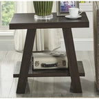 Contemporary Wood Shelf End Table With High-quality Hardwood Frame in White Finish