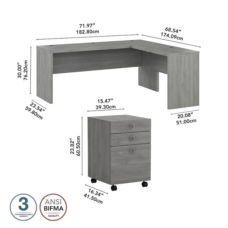 Echo 72W L Shaped Computer Desk w/ Drawers by Bush Business Furniture