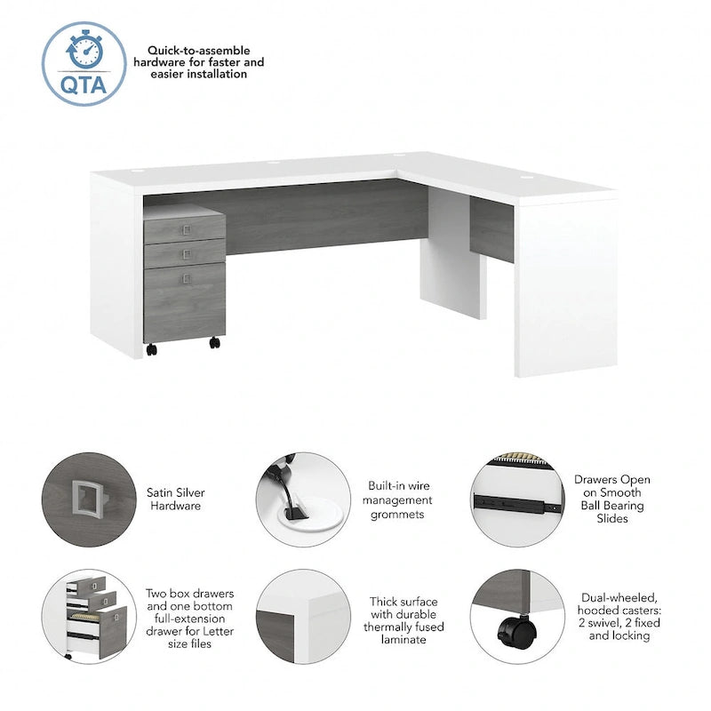 Echo 72W L Shaped Computer Desk w/ Drawers by Bush Business Furniture