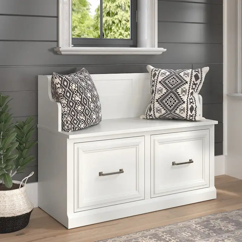 Woodland 40W Entryway Bench with Doors by Bush Furniture