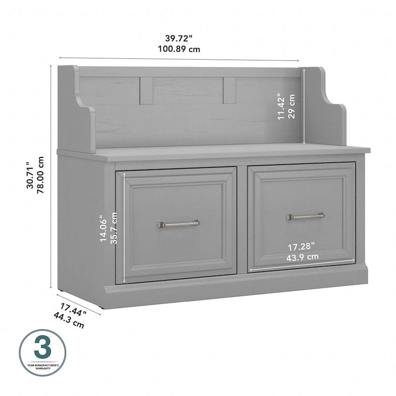 Woodland 40W Entryway Bench with Doors by Bush Furniture