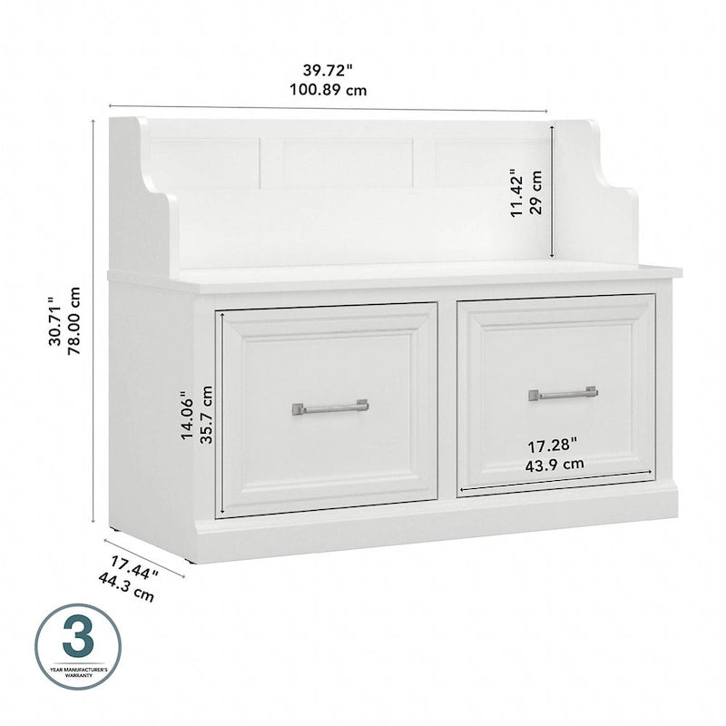 Woodland 40W Entryway Bench with Doors by Bush Furniture