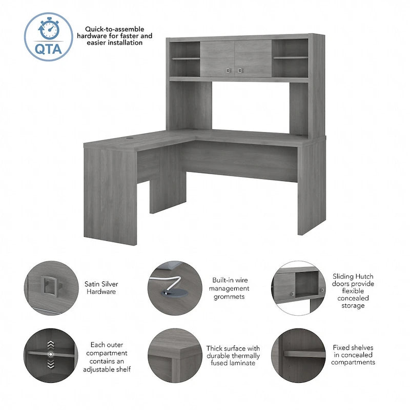 Echo L Shaped Desk with Hutch by Bush Business Furniture