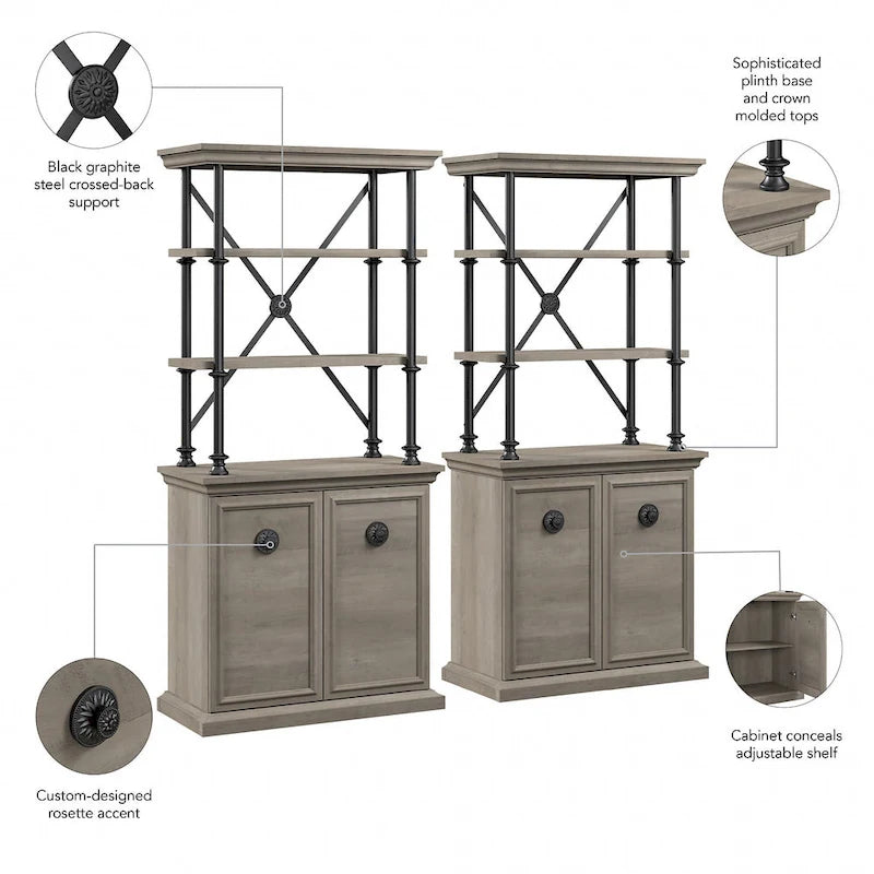 Coliseum Designer Bookcase with Doors (Set of Two) by Bush Furniture