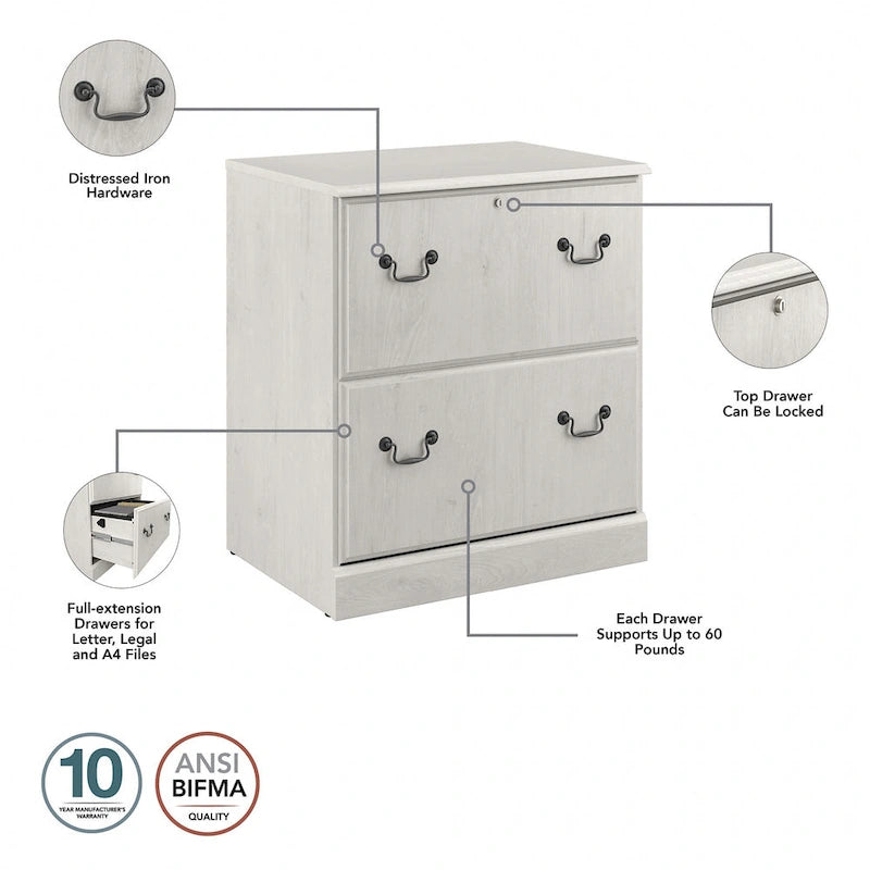 Bush Furniture Saratoga Lateral File Cabinet in Harvest Cherry