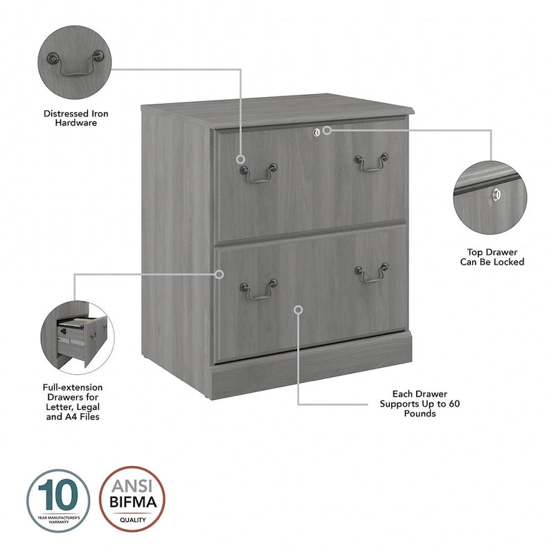Bush Furniture Saratoga Lateral File Cabinet in Harvest Cherry