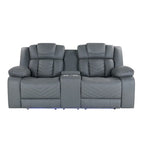 75 Light Gray Faux Leather Power Reclining Loveseat With Storage