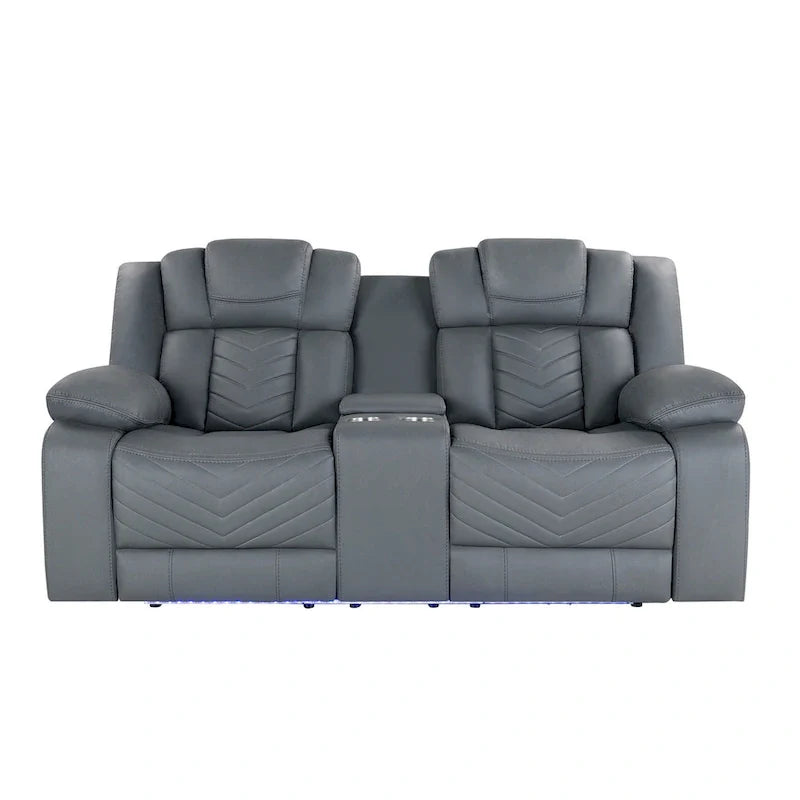 75 Light Gray Faux Leather Power Reclining Loveseat With Storage