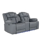 75 Light Gray Faux Leather Power Reclining Loveseat With Storage