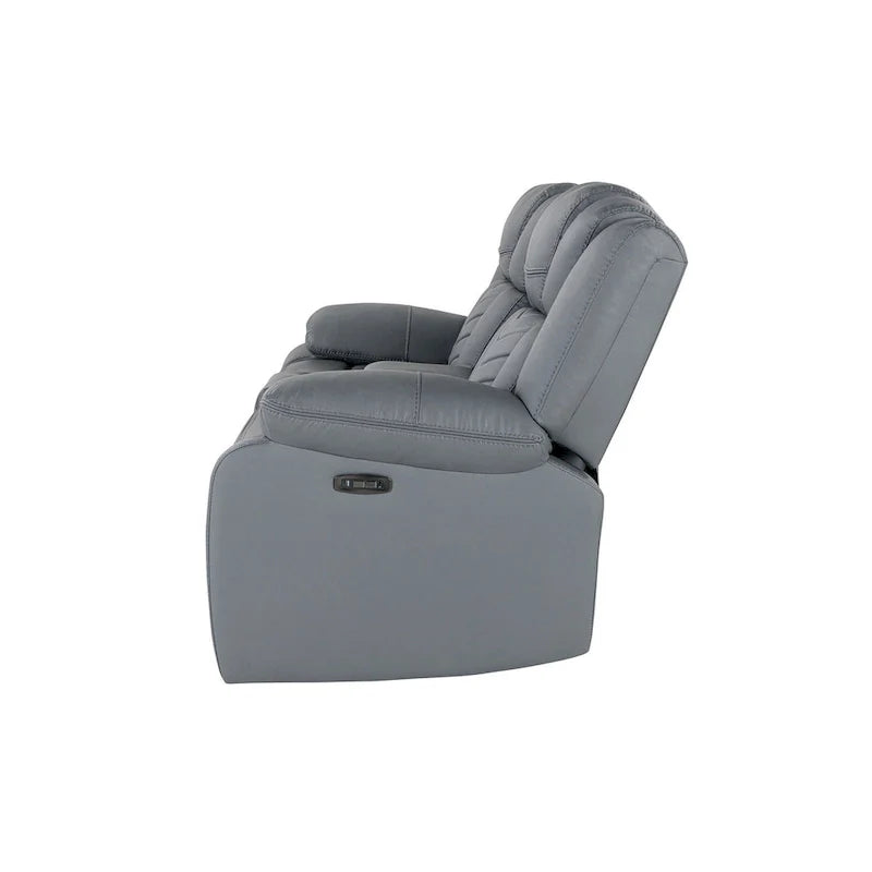 75 Light Gray Faux Leather Power Reclining Loveseat With Storage