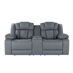 75 Light Gray Faux Leather Power Reclining Loveseat With Storage