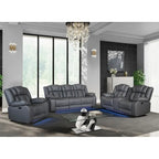 75 Light Gray Faux Leather Power Reclining Loveseat With Storage