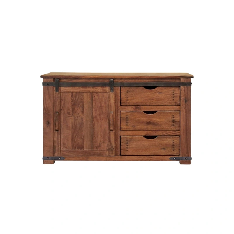 HomeRoots 50 Brown Solid Wood Enclosed Storage Distressed TV Stand - 50' X '34.75' X '17.75