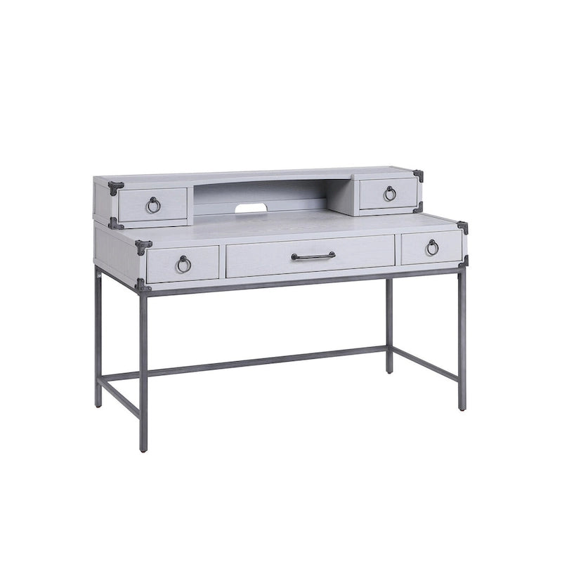 54 Gray Wood Writing Desk With Five Drawers
