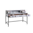 54 Gray Wood Writing Desk With Five Drawers