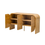 Wooden Sideboard Buffet Cabinet with Curvy Edge & Adjustable Shelves