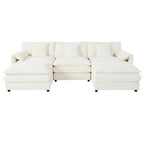 109.45 Chenille Upholstered U-Shaped Modular Sectional Sofa with Double-Layer Cushions, DIY Combination
