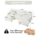 109.45 Chenille Upholstered U-Shaped Modular Sectional Sofa with Double-Layer Cushions, DIY Combination