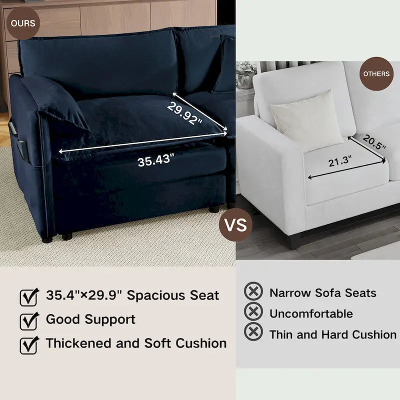 109.45 Chenille Upholstered U-Shaped Modular Sectional Sofa with Double-Layer Cushions, DIY Combination