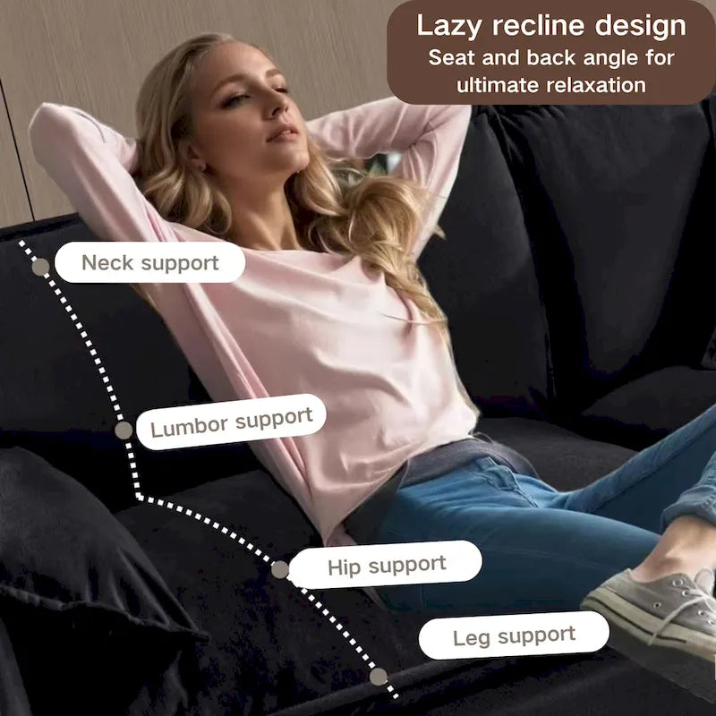 109.45 Chenille Upholstered U-Shaped Modular Sectional Sofa with Double-Layer Cushions, DIY Combination