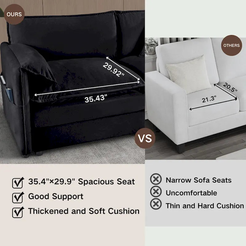 109.45 Chenille Upholstered U-Shaped Modular Sectional Sofa with Double-Layer Cushions, DIY Combination